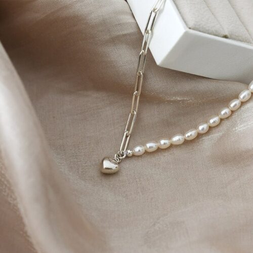 Real Pearl & Real 925 Sterling Silver Stitching Necklace 3