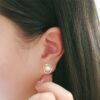 Real Pearl & Real Silver Stud Earring 14k Gold Plating For Women 4