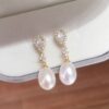 18k gold filled zircon pearl earrings