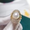 Real Pearl Oval Femme Big Ring 18K Gold Plated