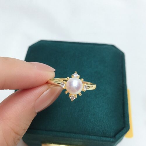 14k Real Gold Plated Pearl Ring Simple Small And Exquisite