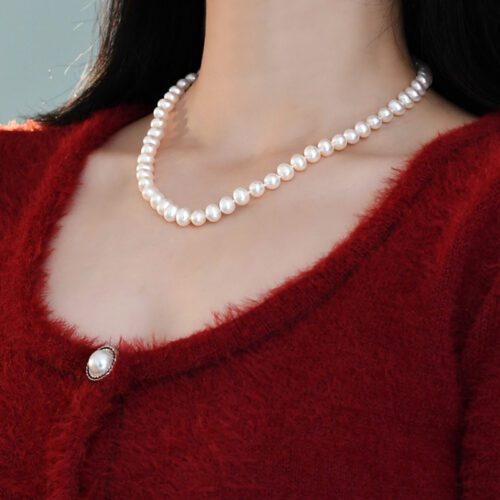 925 Sterling Silver Pearl Choker Necklace