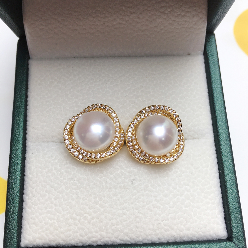 Bird's Nest 14k Gold Plated Pearl Earrings